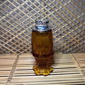 Vintage heavy amber Glass table lighter possibly Fenton? Flower Shaped base